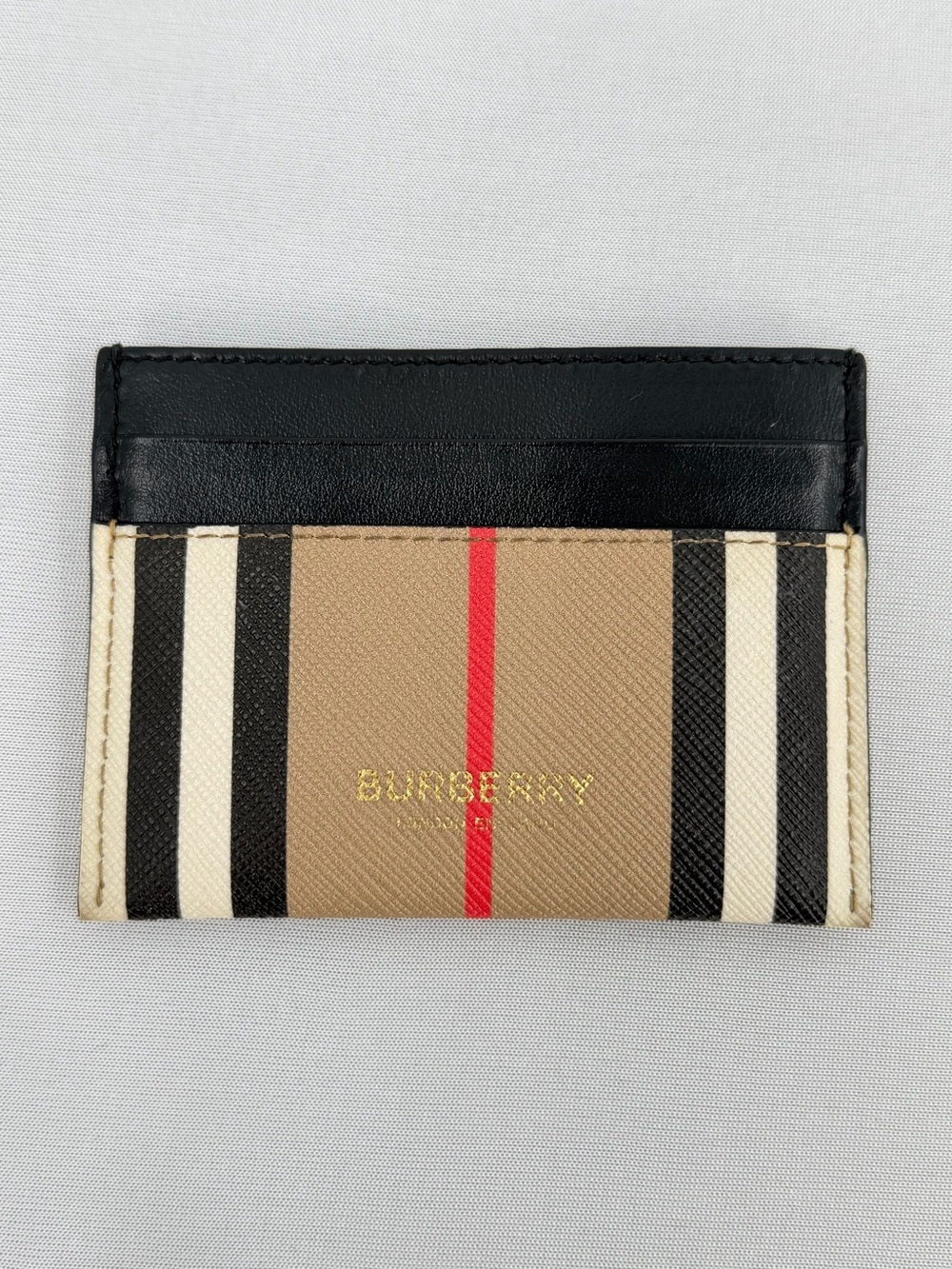 Burberry Vintage Check Unisex Card Holder Wallet Leather Trim designer wallet